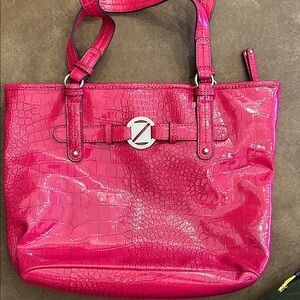 Zara Fuchsia Croc-Patterned Tote